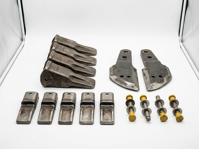 JCB backhoe and excavator bucket parts — bucket teeth, adapters, side cutters and pins